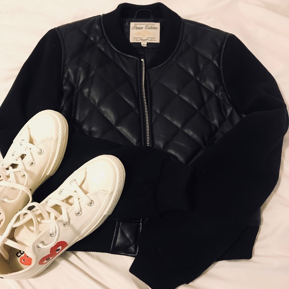 Quilted cropped bomber jacket - size M
